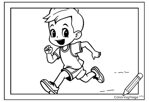 Online coloring page Running Boy