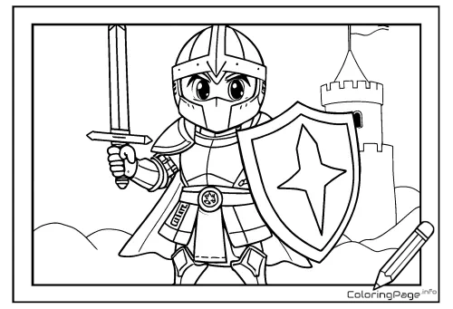 Online coloring page Brave Knight