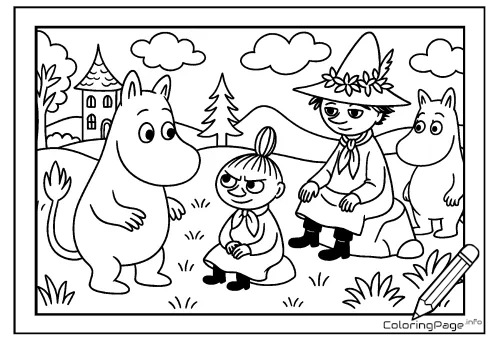 Online coloring page Moominvalley