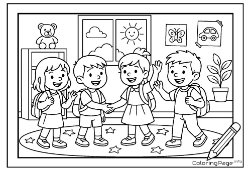 Online coloring page Preschool Farewell