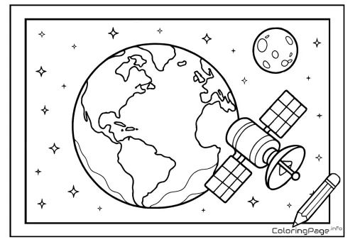 Online coloring page View from Space