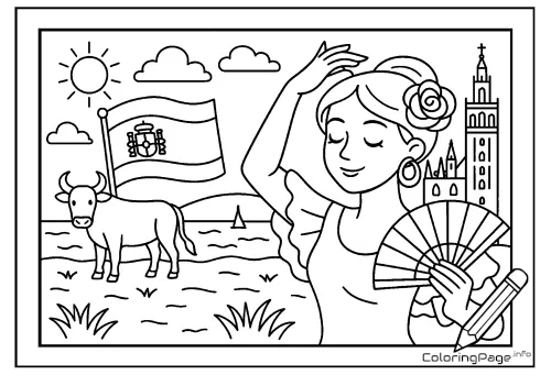 Online coloring page Symbols of Spain