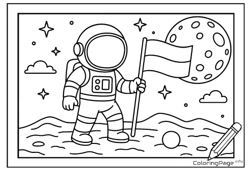 Online coloring page Pole in Space