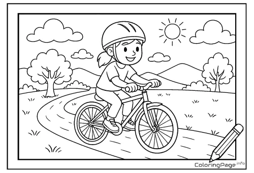Online coloring page Bike Ride