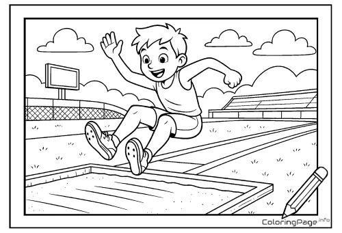 Online coloring page Long Jump