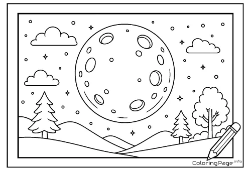 Online coloring page Night Landscape