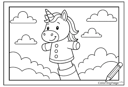 Online coloring page Unicorn Hand Puppet