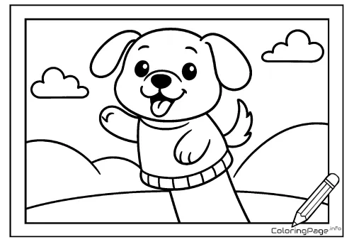 Online coloring page Dog Hand Puppet
