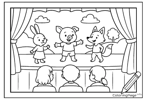 Online coloring page Animals on Stage