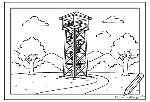 Online coloring page Observation Tower