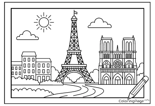 Online coloring page Paris