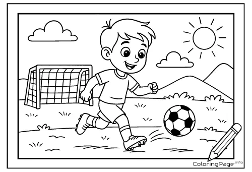 Online coloring page Joy of Playing Soccer