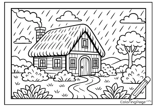 Online coloring page Country Cottage