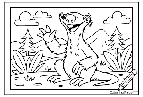 Online coloring page Sid the Sloth