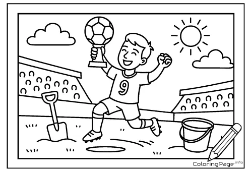 Online coloring page Soccer Triumph in the Sandbox