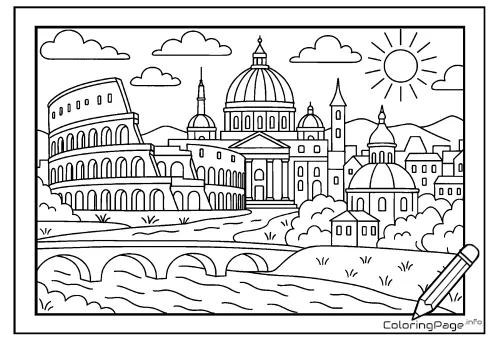 Online coloring page Rome