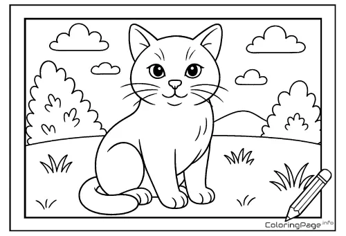 Online coloring page Cat in the Meadow