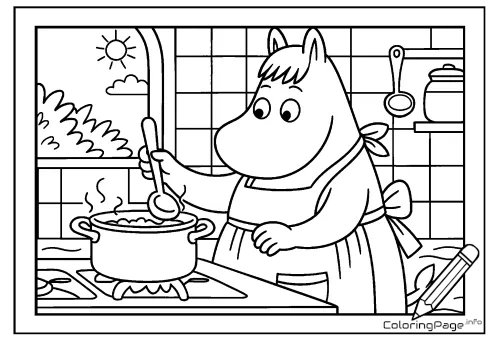 Online coloring page Snorkmaiden in the Kitchen