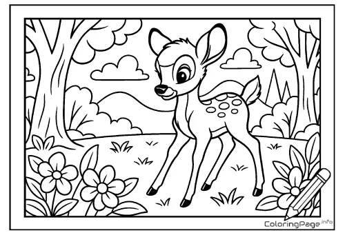 Online coloring page Bambi in the Clearing