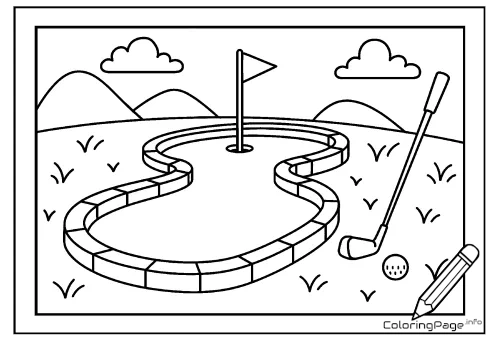 Online coloring page Mini Golf Hole