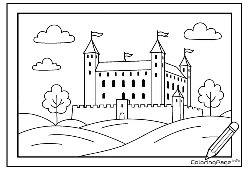 Online coloring page Gniew Castle