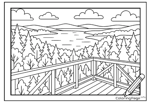 Online coloring page View from the Observation Tower