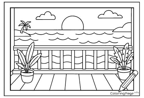 Online coloring page View from the Terrace