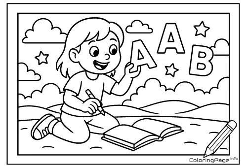 Online coloring page Learning Letters