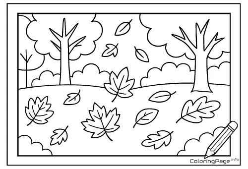 Online coloring page Autumn Leaves