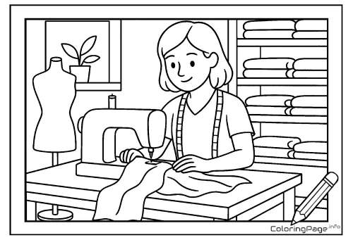 Online coloring page Tailor at Work