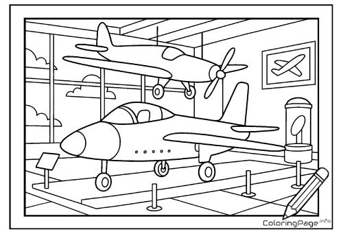 Online coloring page Aviation Museum