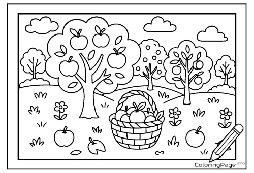 Online coloring page Fruit Orchard