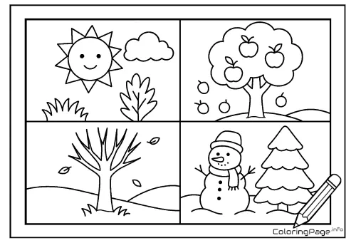 Online coloring page Four Seasons