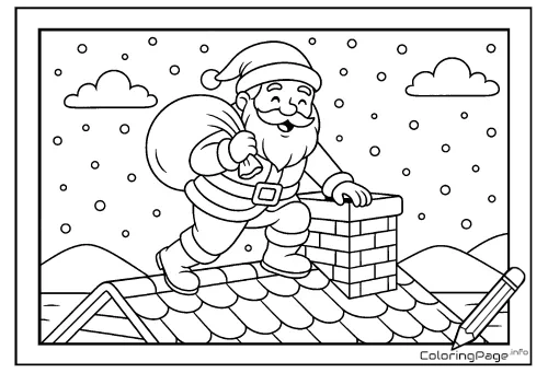 Online coloring page Santa Is Coming