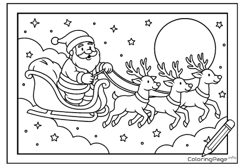 Online coloring page Santa Returns Home