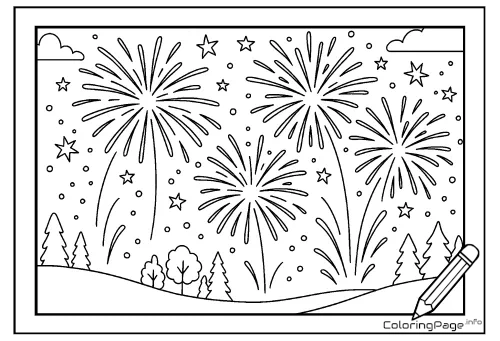 Online coloring page New Year’s Eve Night