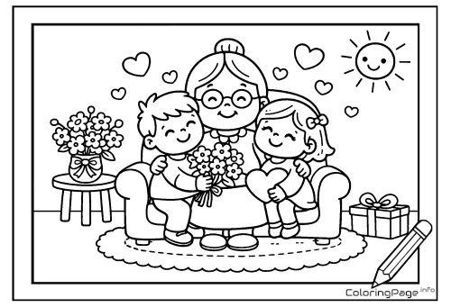 Online coloring page Beloved Grandma