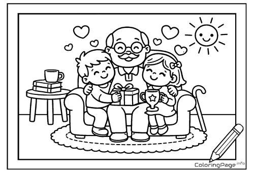 Online coloring page Beloved Grandpa