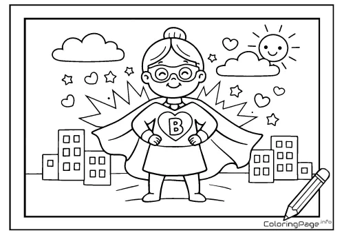 Online coloring page Super Grandma
