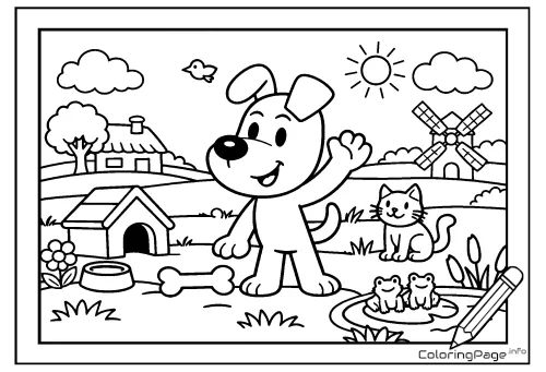 Online coloring page Friendly Reksio