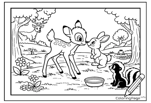 Online coloring page Bambi and Thumper