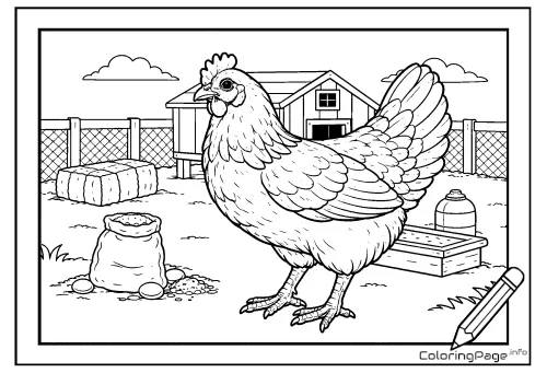 Online coloring page Hen