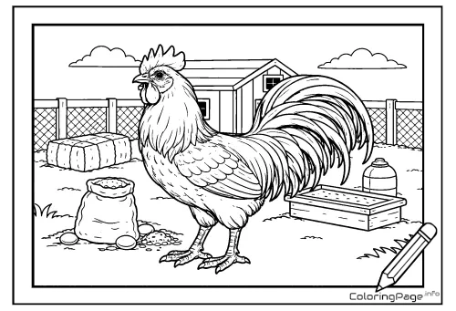 Online coloring page Rooster