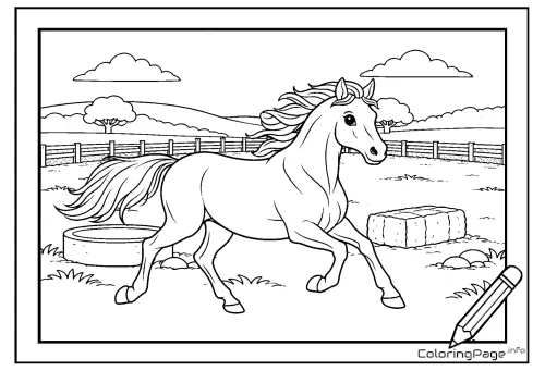 Online coloring page Galloping Horse