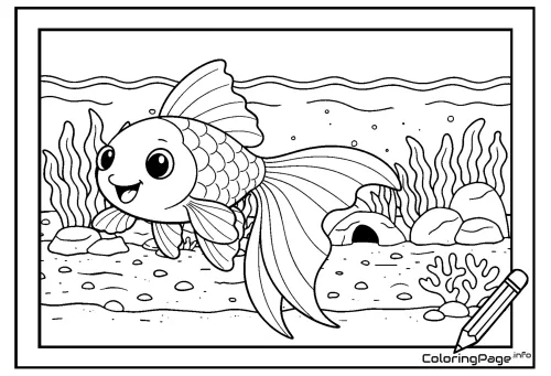 Online coloring page Fish in Aquarium
