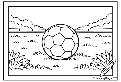 Online coloring page Soccer Ball on Grass