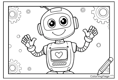 Online coloring page Happy Robot