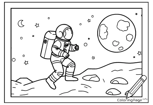 Online coloring page Astronaut Walk
