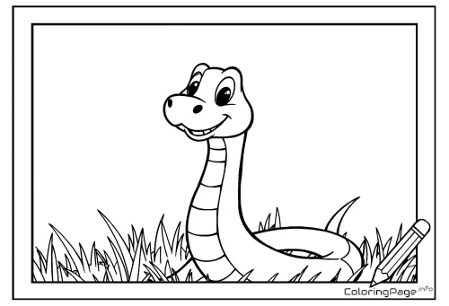 Online coloring page Snake in the Grass