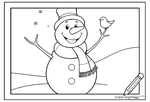 Online coloring page Lonely Snowman